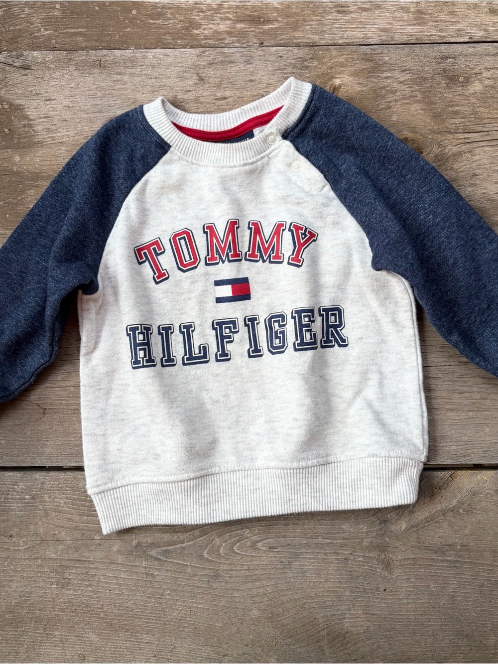Tommy Hilfiger Kids Logo Crewneck Sweatshirt in White, Navy & Red